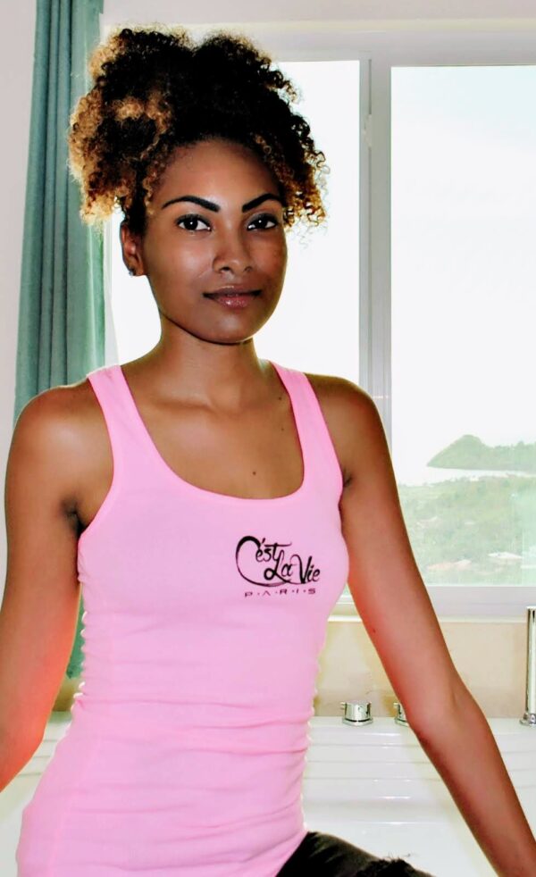 "Milly Blush 2" ladies tank top pink black print