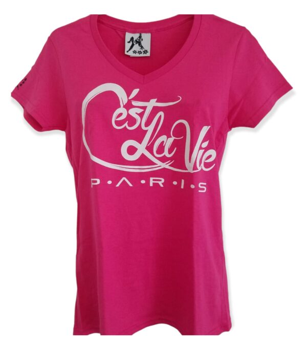 "Anna Fuchsia Ladies tee " fuchsia white print - Image 2