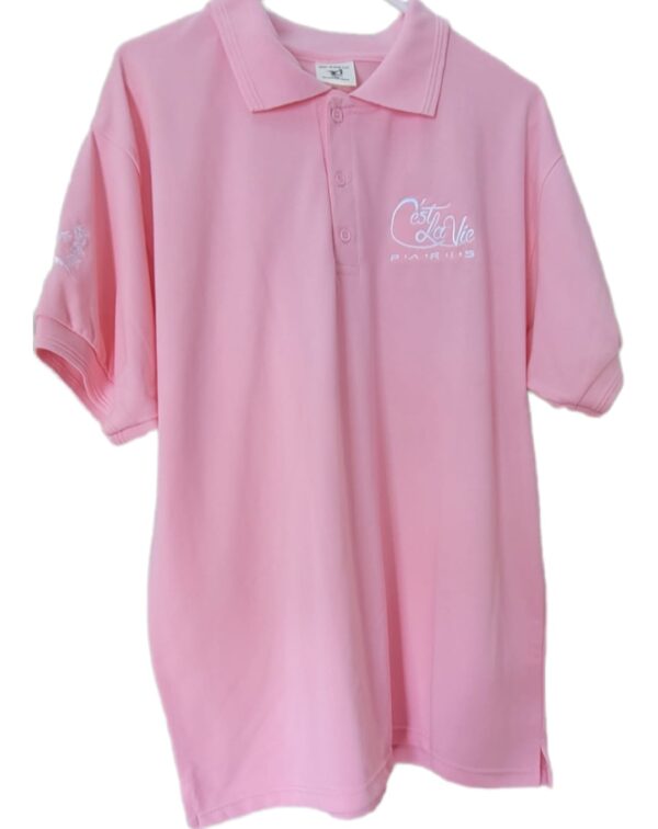 “Bips Blush” Women Pink Polo White Embroidery