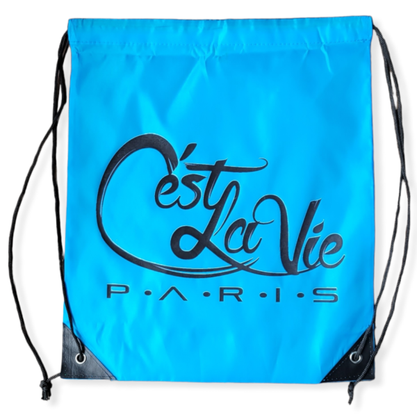 "Ayla La Fuiellie 2 - Turquoise with black, draw string bag "