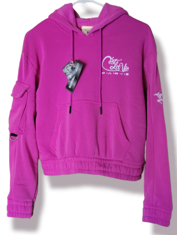 "Tiala Blush F - Fuchsia with white, Fleece hoodie "