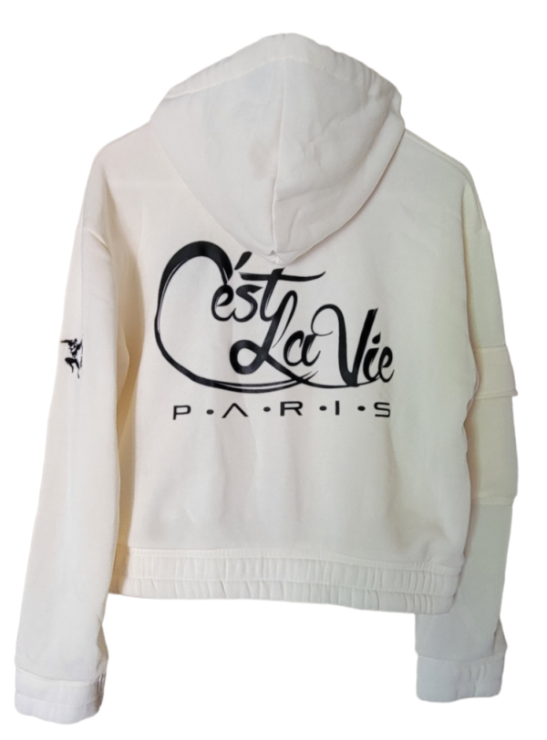 "Tiala Radar - Cream with black, Fleece hoodie " - Image 2